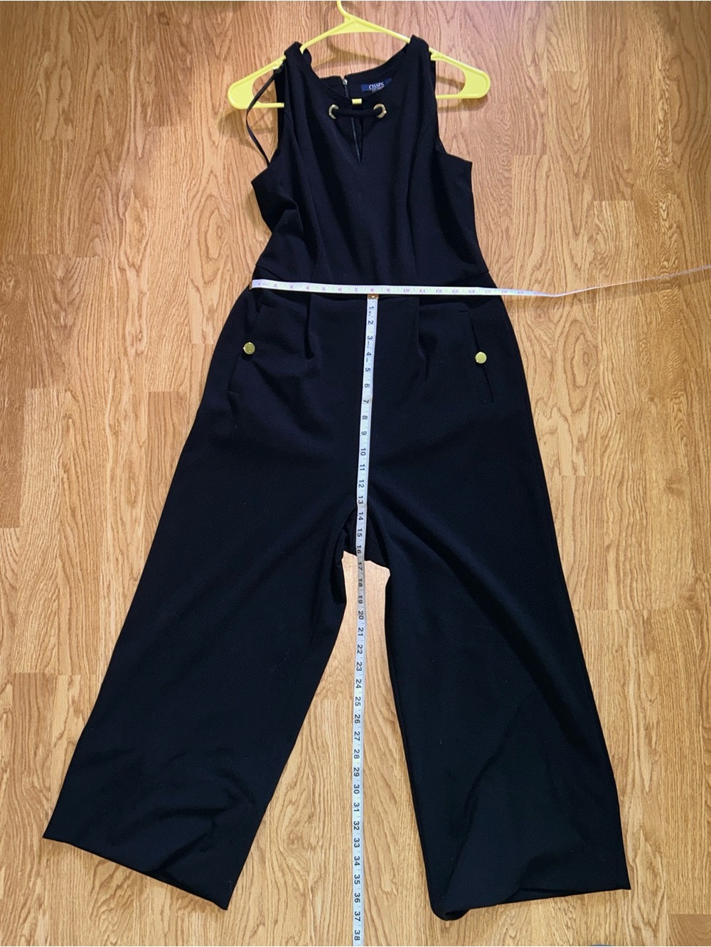 Chaps Womens Sz 10 Black Wide-Leg Jumpsuit with Gold Accents